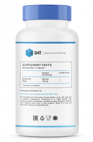 SNT Betaine HCL, 60 капсул SNT Betaine HCL, 60 капсул