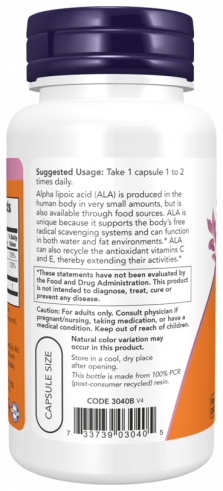 NOW Alpha Lipoic Acid 100 mg, 60 капсул NOW Alpha Lipoic Acid 100 mg, 60 капсул
