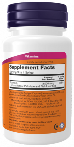 NOW Vitamin A 10000 IU, 100 капсул NOW Vitamin A 10000 IU, 100 капсул