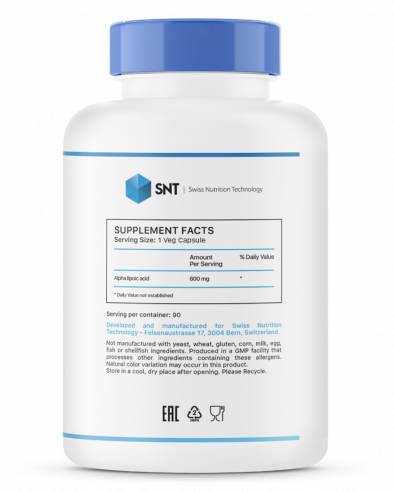 SNT Alpha Lipoic Acid 600 mg, 90 капсул SNT Alpha Lipoic Acid 600 mg, 90 капсул
