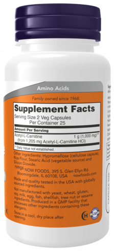 NOW Acetyl L-Carnitine 500 mg, 50 капсул NOW Acetyl L-Carnitine 500 mg, 50 капсул