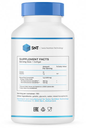 SNT Omega-3 Regular, 180 капсул SNT Omega-3 Regular, 180 капсул