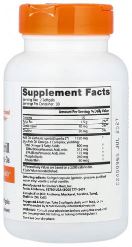 Doctor's Best Enhanced Krill plus Omega 3, 60 капсул Doctor's Best Enhanced Krill plus Omega 3, 60 капсул