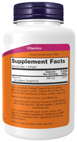 NOW Vitamin E-400 With Mixed Tocopherols, 100 капсул NOW Vitamin E-400 With Mixed Tocopherols, 100 капсул